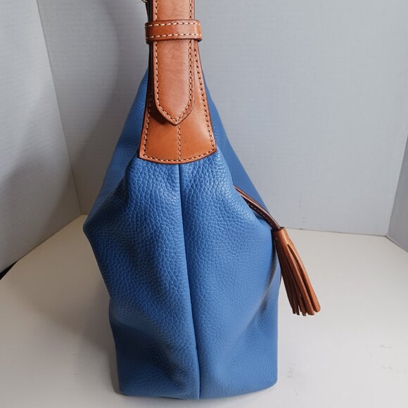 Dooney & Bourke Pebble Leather Blue and Brown Hobo Bag - Picture 7 of 16